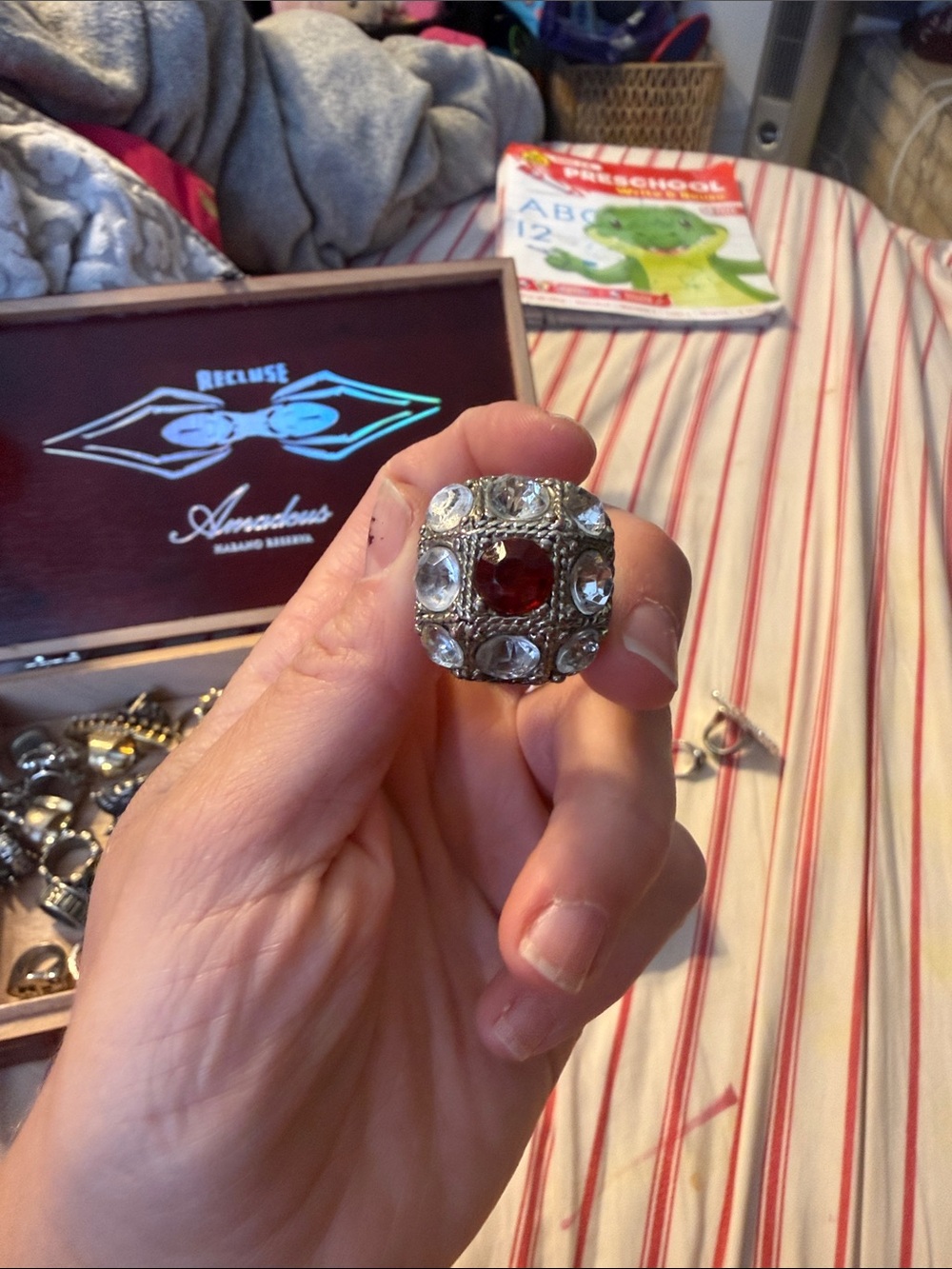 Bold Statement Ring with Red Center Stone